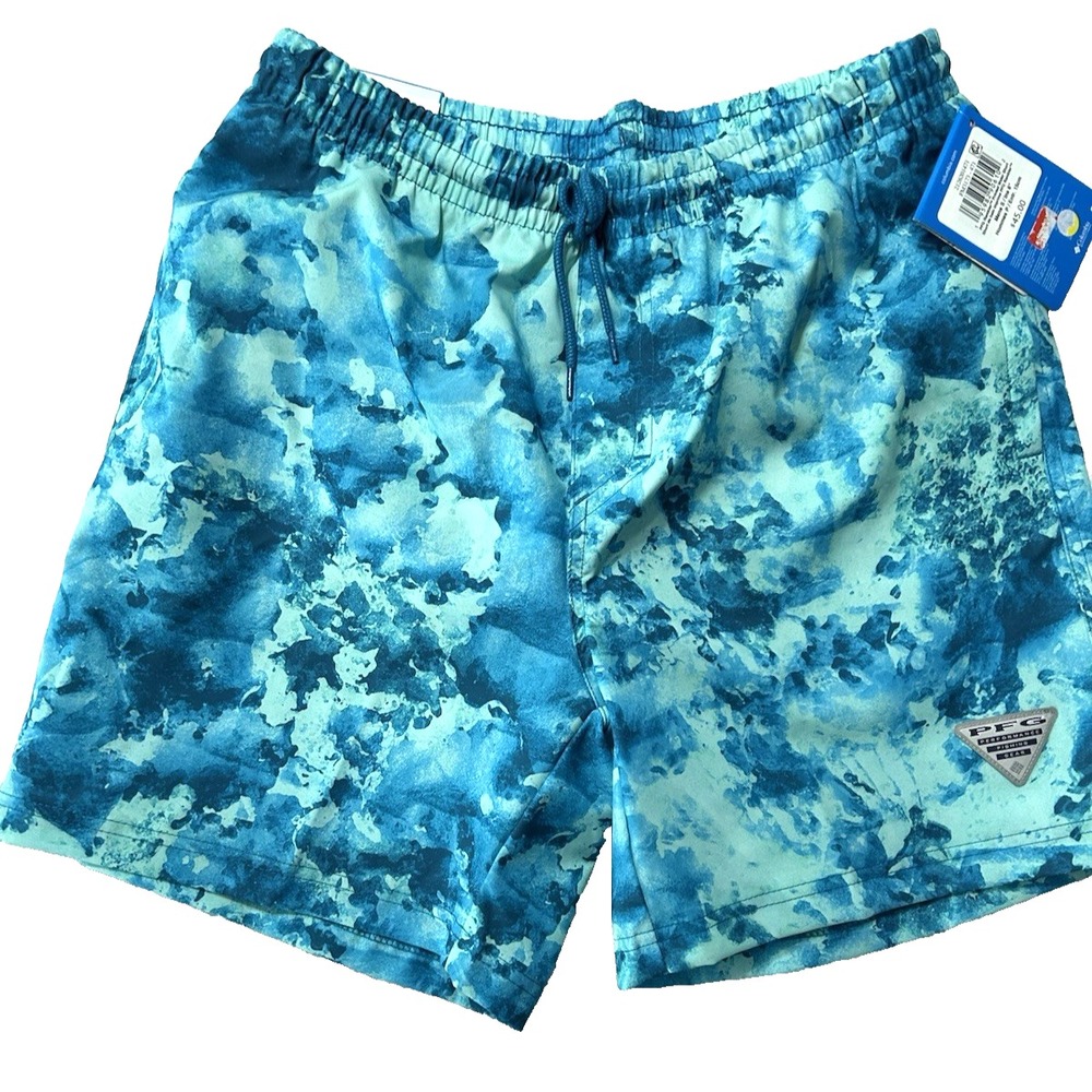 Columbia PFG Men's Small Rambler Printed Water Short Blue 6" New (F9)